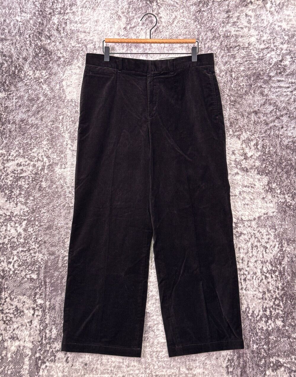 Uniqlo x Ines De La Fressange Pants 12 Womens Black Velvet Relax Straight